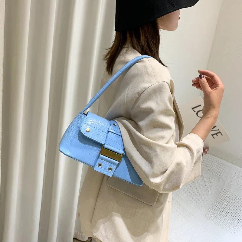 Vintage Crocodile Shoulder Handbag for Women