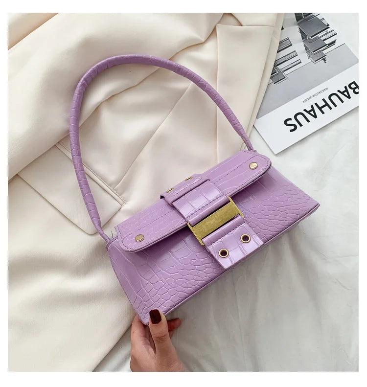 Vintage Crocodile Shoulder Handbag for Women