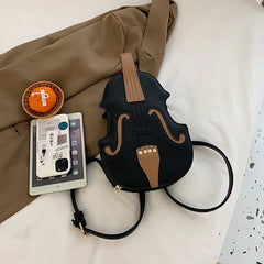 Vintage Violin Shoulder Crossbody Bag for Women Pu Leather Bag
