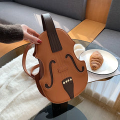 Vintage Violin Shoulder Crossbody Bag for Women Pu Leather Bag
