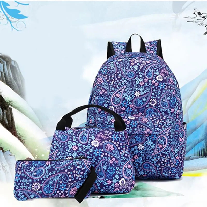 Waterproof Oxford Cloth Student Backpack Set