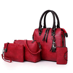 4pcs/Set High Ladies Handbags Female PU Leather Shoulder Messenger Bags Women