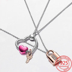 925 Silver Padlock & Key Dangle Charm for Bracelet