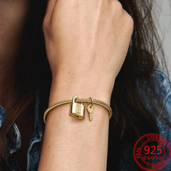 925 Silver Padlock & Key Dangle Charm for Bracelet