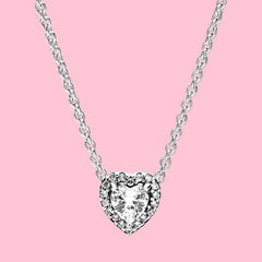 925 Silver Elevated Heart Necklace for Women Birthday Gift