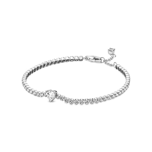 925 Sterling Silver Heart Tennis Bracelet for Women