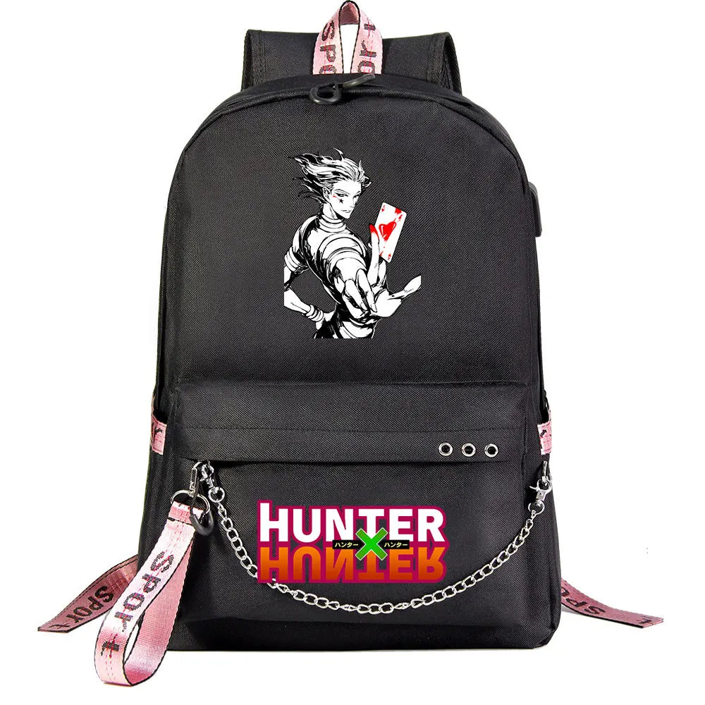 Anime Hunter USB Boys Girls Kids School Book Bags Women Backpack Canvas Men