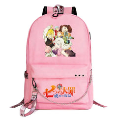 Anime Seven Deadly Sins USB Boys Girls Kids School Book Bags Women Backpack