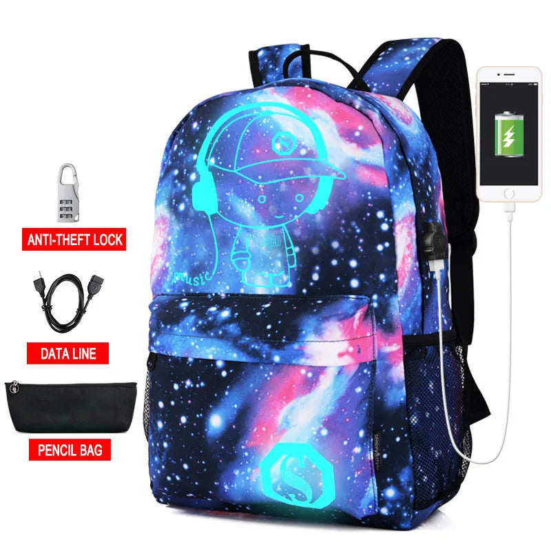 Anti-thief School Bag Boys Backpack 15-17 inches USB Charging Port Lock