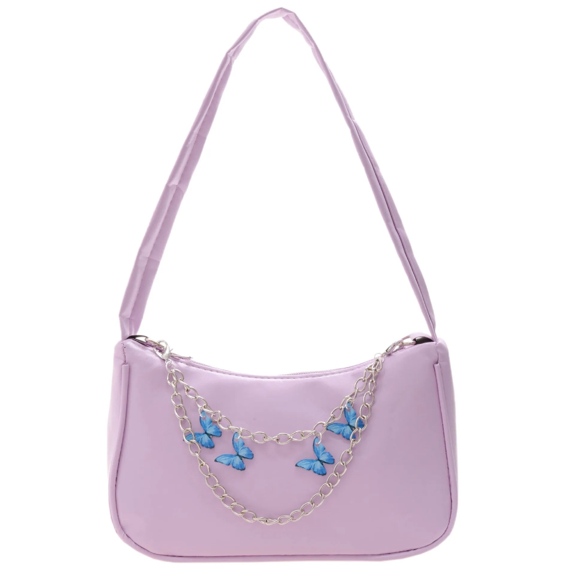 Ocean Texture Shoulder Bag Armpit Bag Chain Butterfly Decorate Solid Handbag