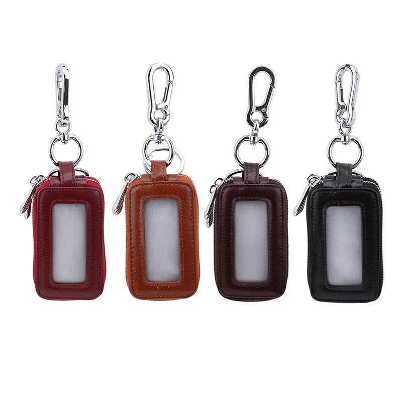 Pu Leather Car Key Holder Double Zipper Square Key Case