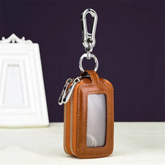 Pu Leather Car Key Holder Double Zipper Square Key Case