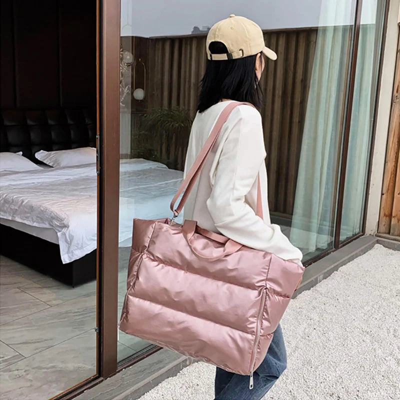 Winter Large Capacity Shoulder Bag Waterproof Nylon Handbag Totes