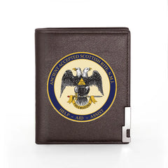 Eagle Freemasons Leather Wallet Classic Billfold Slim Credit Card Holders