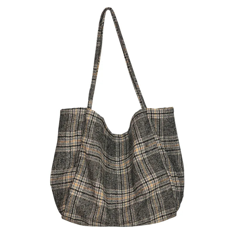 Arrive Women Woolen Canvas Bags Scottish Pattern Vintage Plaid Female Tote Handb