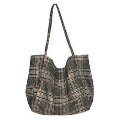 Arrive Women Woolen Canvas Bags Scottish Pattern Vintage Plaid Female Tote Handb