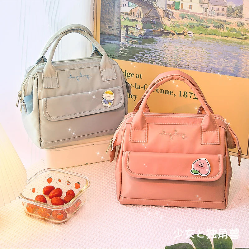 Badge Pin Lunch Bag Women Large Waterproof Storage Bags Lunch Box Thermal