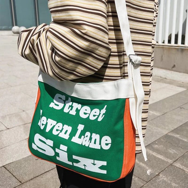 Canvas Small Square Bag Casual Crossbody Messenger Pack Girls Shoulder