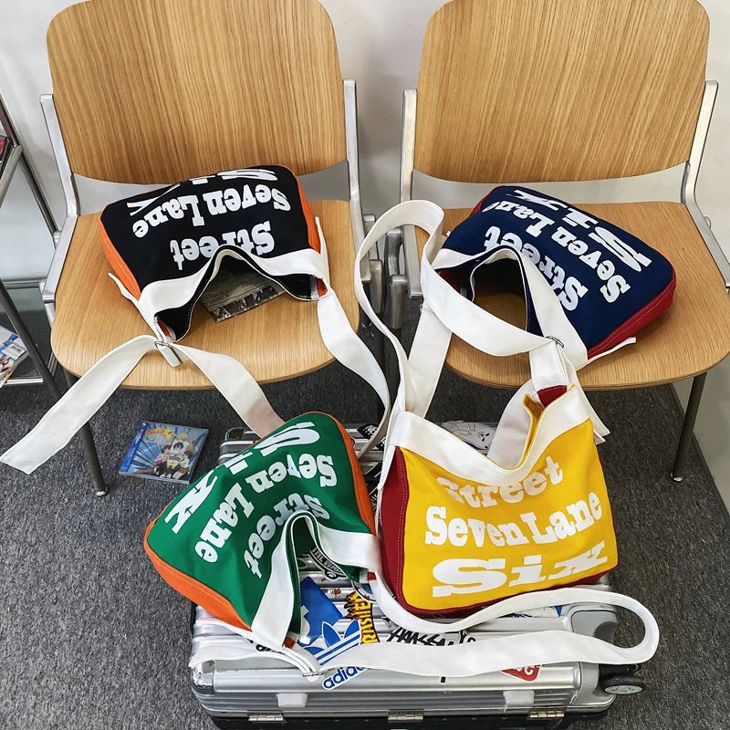 Canvas Small Square Bag Casual Crossbody Messenger Pack Girls Shoulder