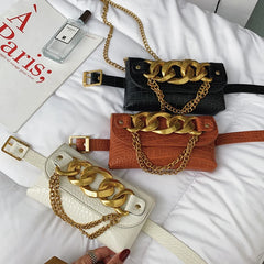Women Waist Bag Chain Fanny Pack Crossbody Chest Bags Belt Bag