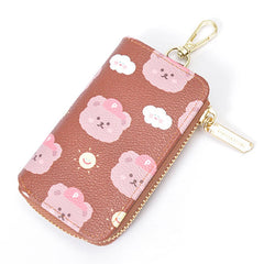 Bear print Key Holder Wallet Chain PU Leather Cover Organizer Case