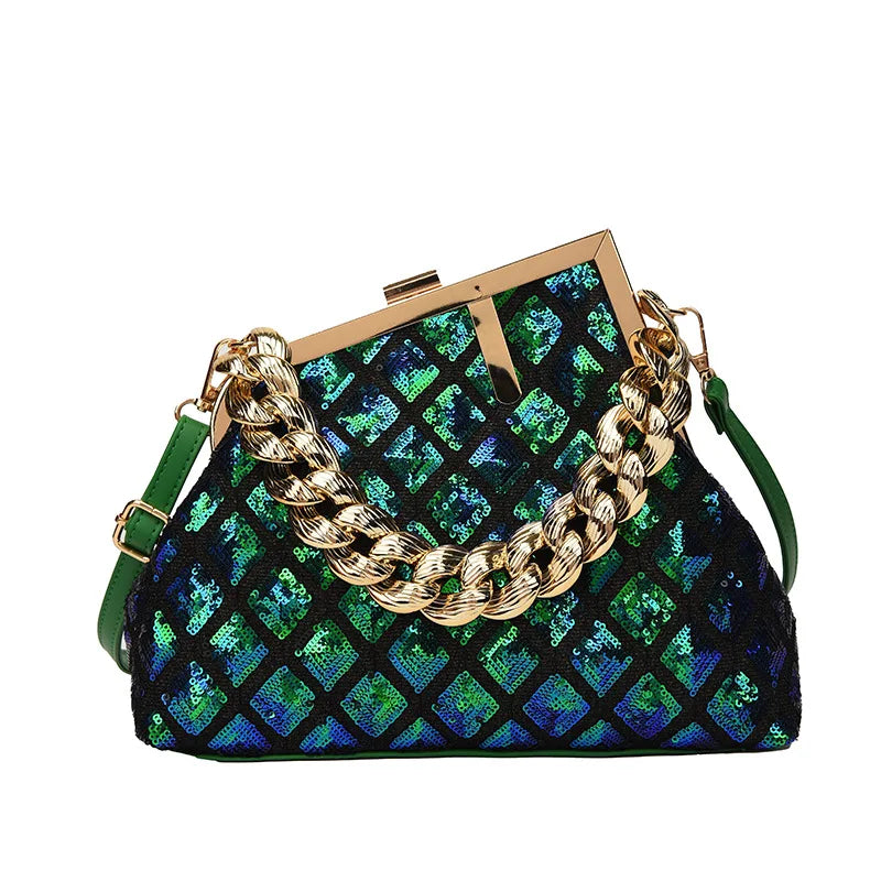 Shell Tote Shoulder Bag with Thick Chain Handle