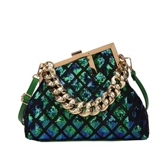 Shell Tote Shoulder Bag with Thick Chain Handle