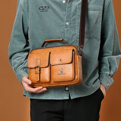 Men PU Leather Shoulder Messenger Bag Vintage Crossbody Tote Waterproof