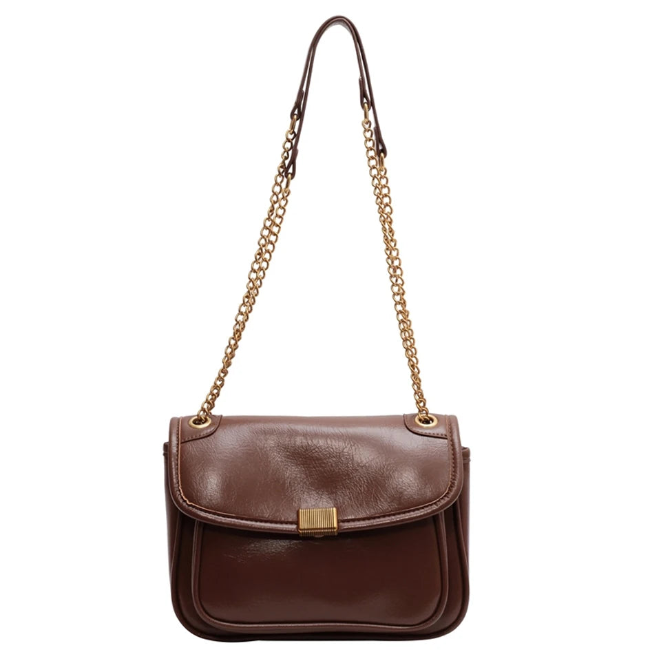 British Vintage Women's Double Chain Cross Body Shoulder Hobo Bags