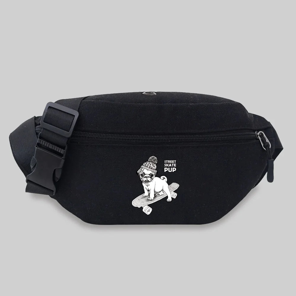Unisex Messenger Chest Bags Student Waist Bag Dog Series Fanny Pack