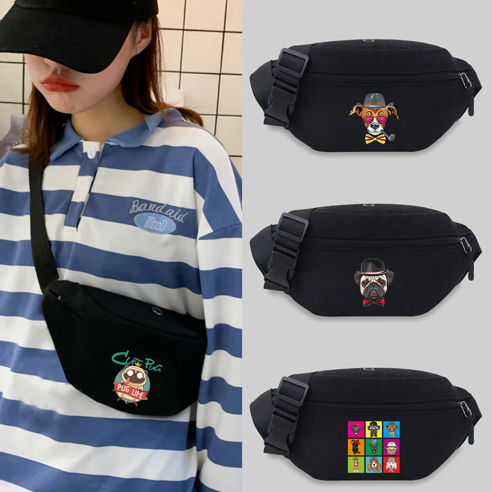 Unisex Messenger Chest Bags Student Waist Bag Dog Series Fanny Pack
