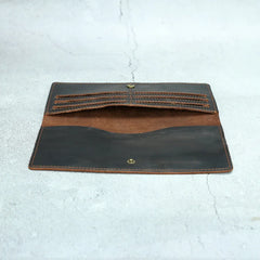 Mens Long Crazy Horse Cow Leather Wallets Clutch Vintage Male Money Bag