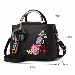 Women Saffiano Handbag Flowers Shoulder Messenger Bags Large Capacity