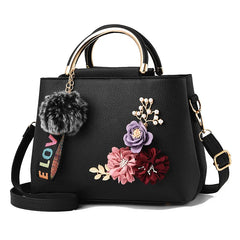 Women Saffiano Handbag Flowers Shoulder Messenger Bags Large Capacity