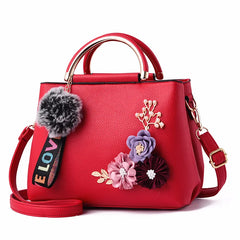 Women Saffiano Handbag Flowers Shoulder Messenger Bags Large Capacity