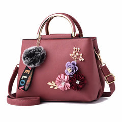 Women Saffiano Handbag Flowers Shoulder Messenger Bags Large Capacity