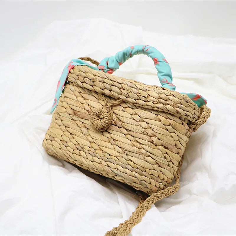Calabash Scarf Straw Bag Women Messenger Hand Woven
