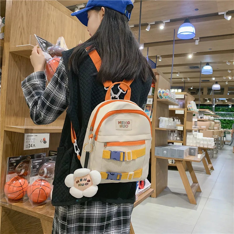 Candy Clip Women Backpacks Waterproof Nylon Schoolbags