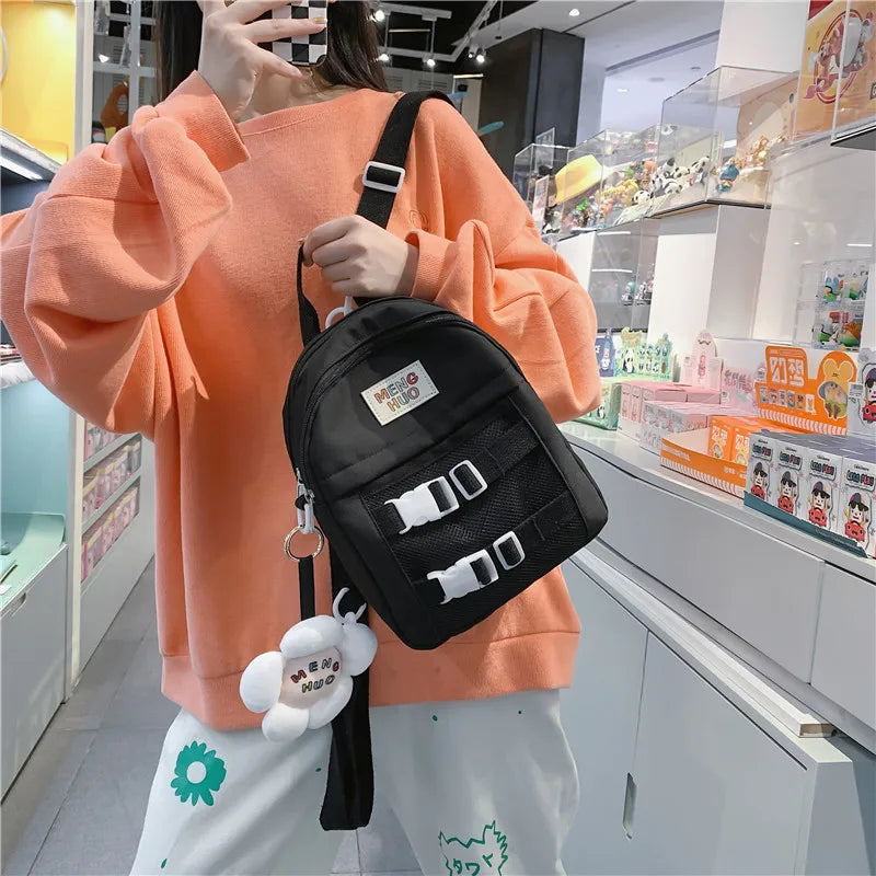 Candy Clip Women Backpacks Waterproof Nylon Schoolbags