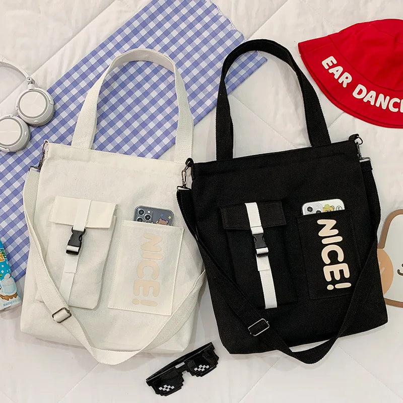 Canvas Bag Female Student Large-capacity Messenger Crossbody