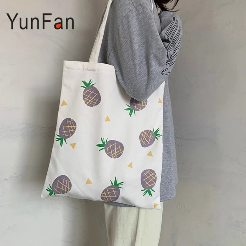 Canvas Shoulder Handbag Japanese Style Fruit Lightweight Cloth Bag