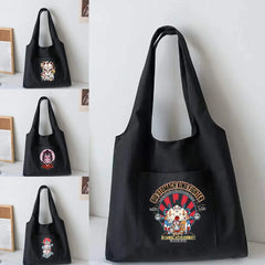 Canvas Vest Bag Women Shoulder Shopping Bag Mask Pattern Tote Bag