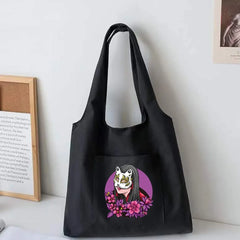 Canvas Vest Bag Women Shoulder Shopping Bag Mask Pattern Tote Bag