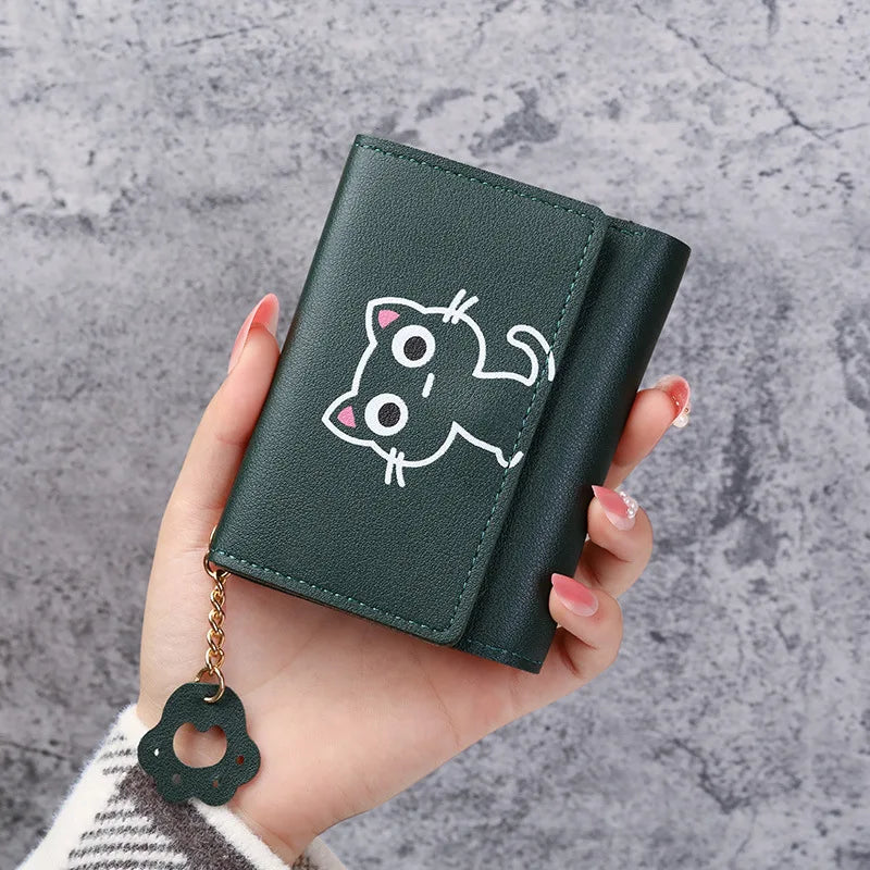 Cat Girls Cartoon Wallet Short Three-fold Women's Wallet