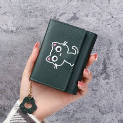 Cat Girls Cartoon Wallet Short Three-fold Women's Wallet