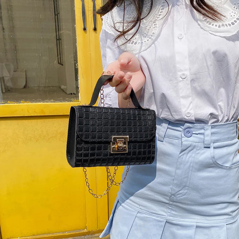 Casual Chain Crossbody Bag Women Shoulder Handbag PU Leather Messenger