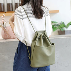 Soft Leather Shoulder Bag Backpacks Drawstring Pu Leather Bags For Women