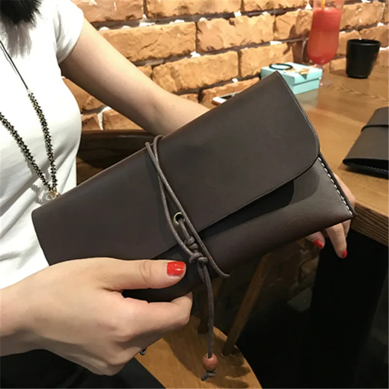 Vintage Leather Envelope Clutch for Women, Evening Party Bag