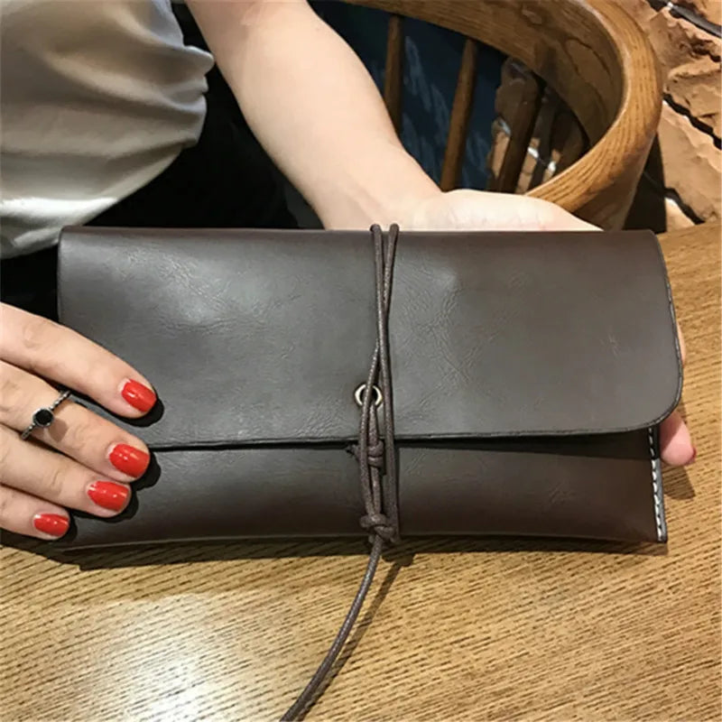 Vintage Leather Envelope Clutch for Women, Evening Party Bag
