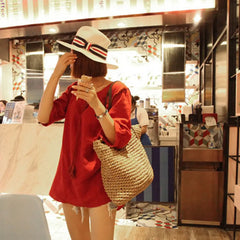 Casual Knitted Straw Rattan Bag Large Shoulder Bags